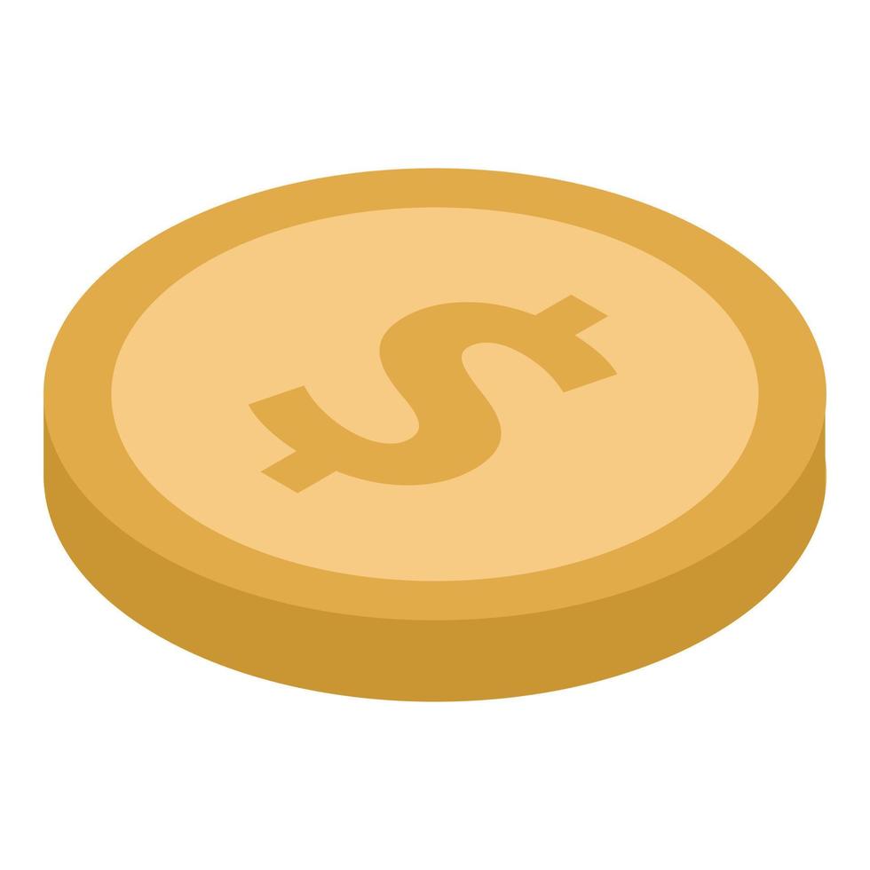 Gold coin dollar icon, isometric style vector