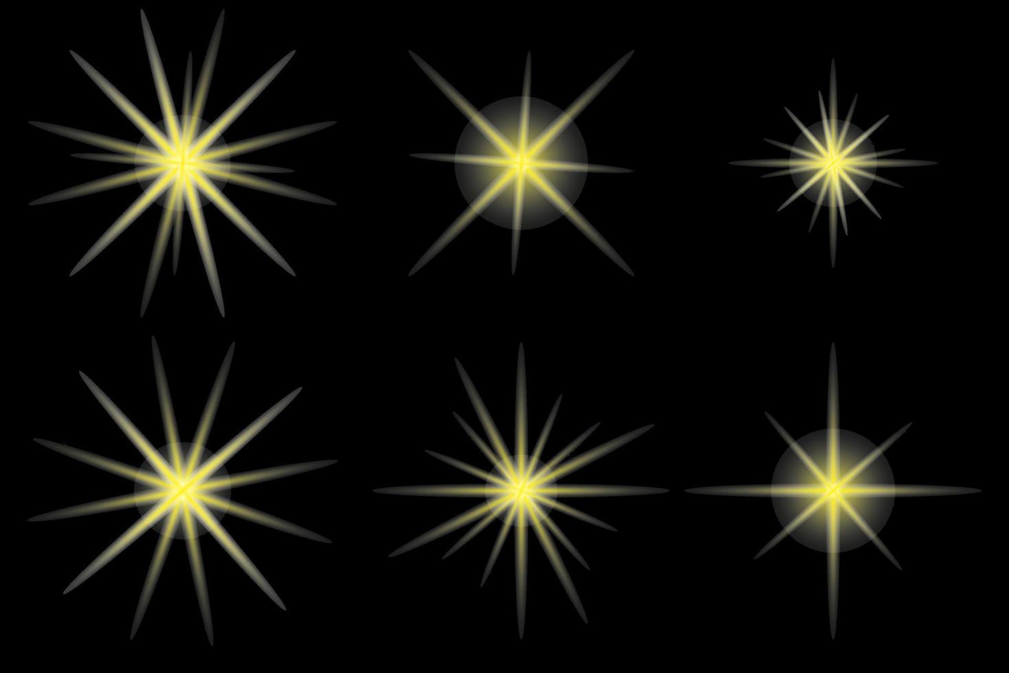 Set of yellow stars on black background vector