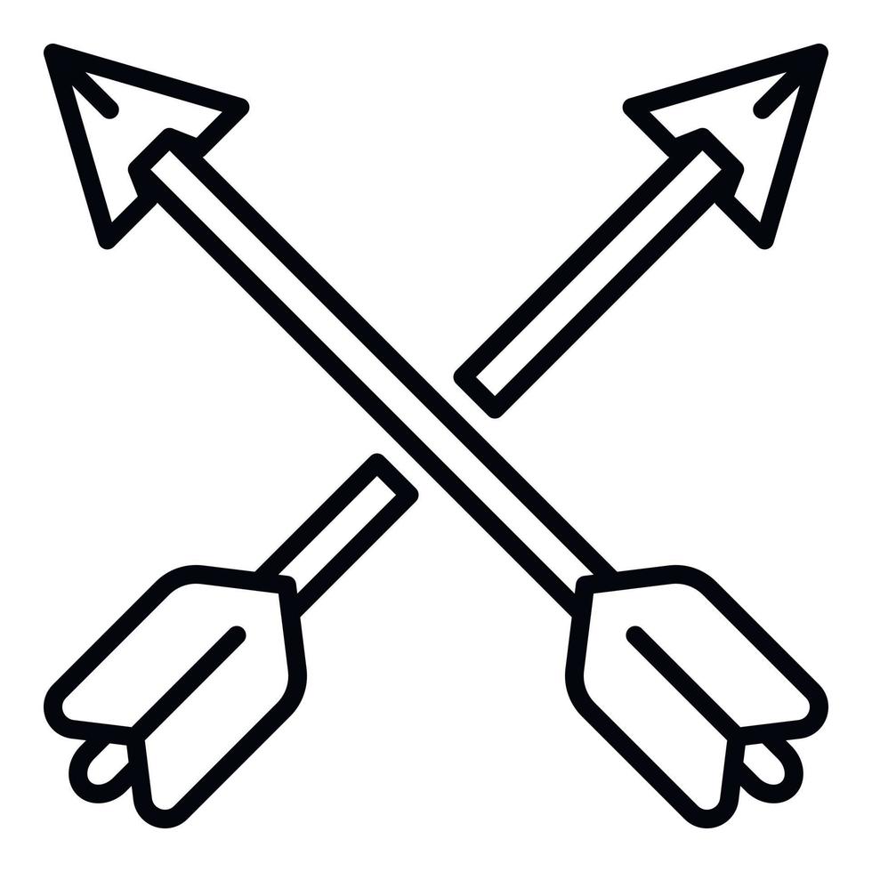 Crossed arrows icon, outline style vector