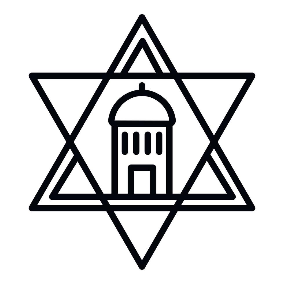 Jewish temple star icon, outline style vector