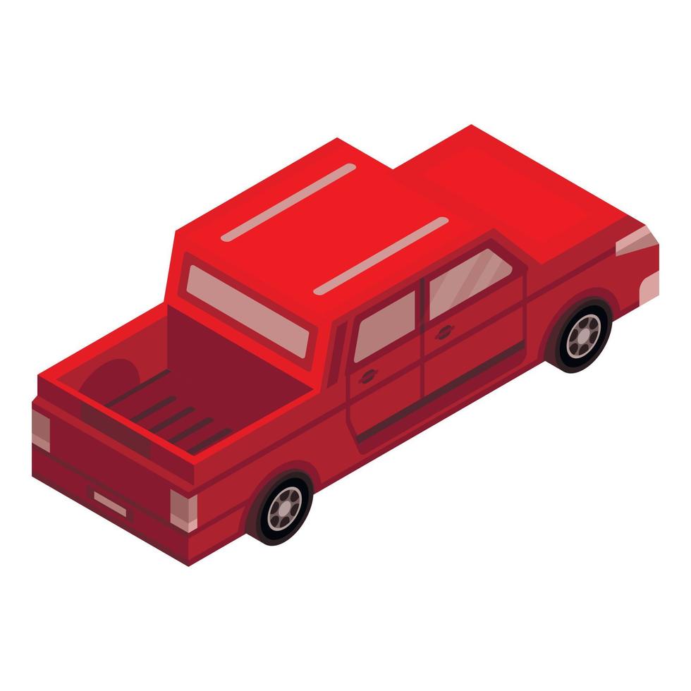 Red pickup car icon, isometric style vector