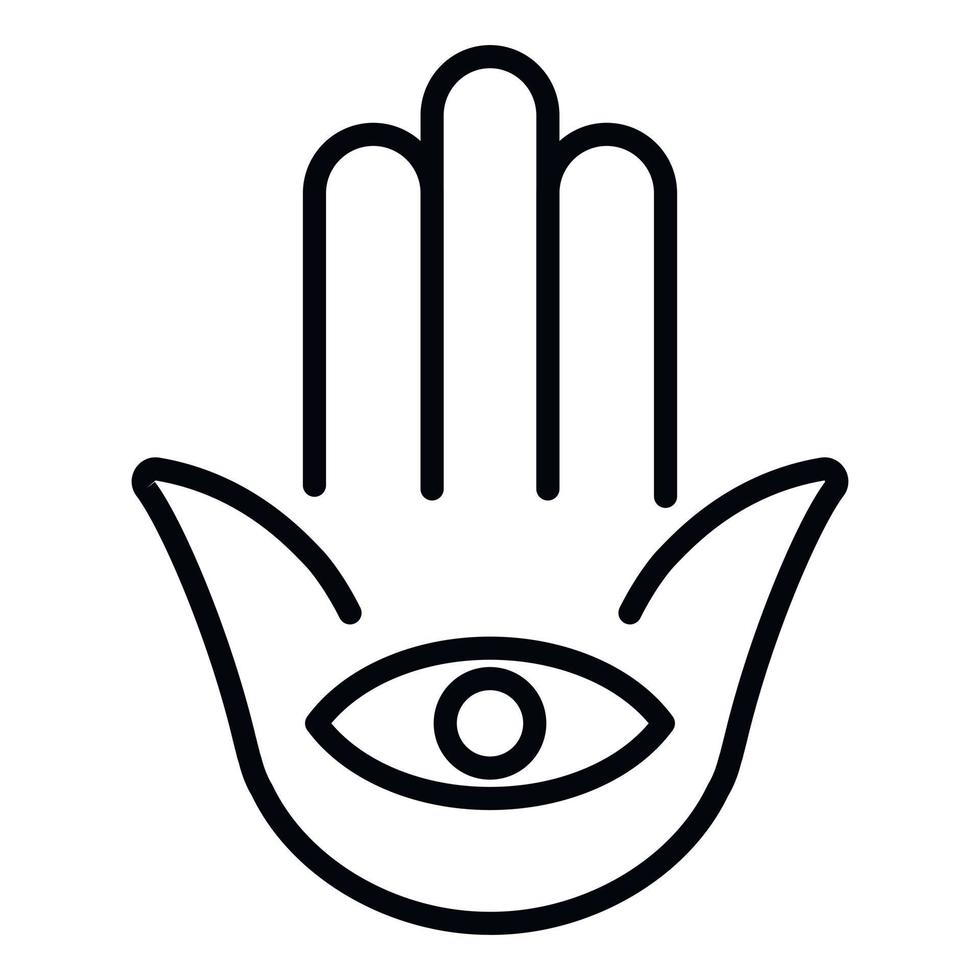 Jewish eye palm icon, outline style vector