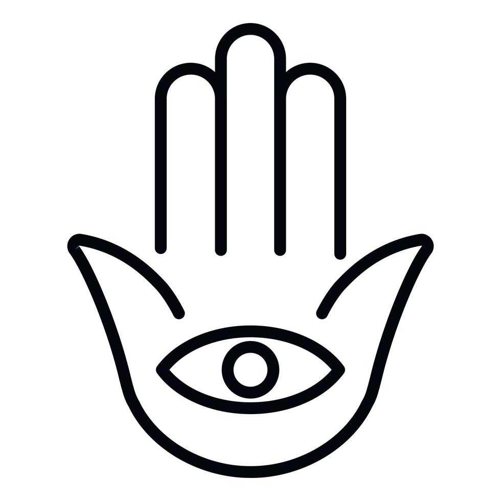 Jewish eye palm icon, outline style vector