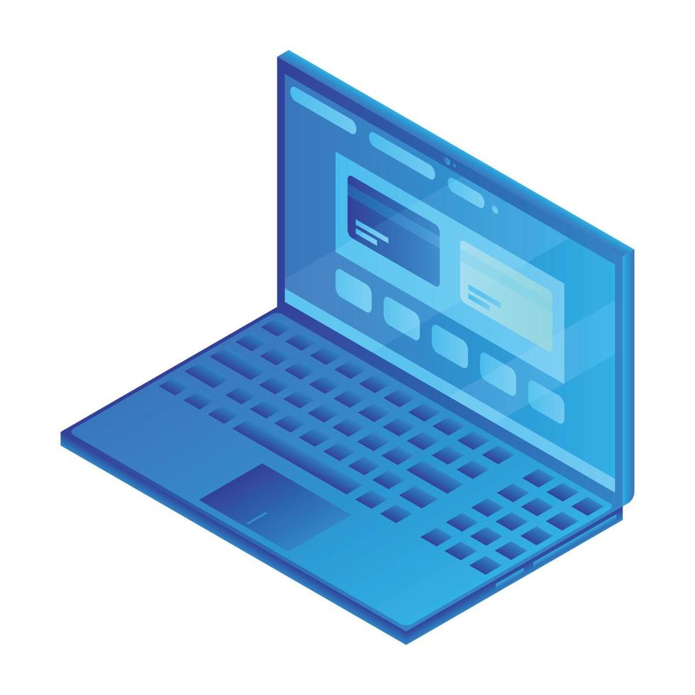 Modern web laptop icon, isometric style vector