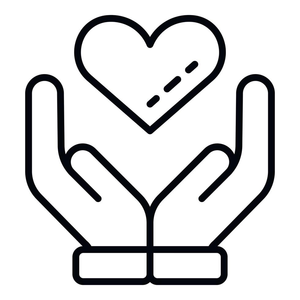 Hands keep heart icon, outline style vector