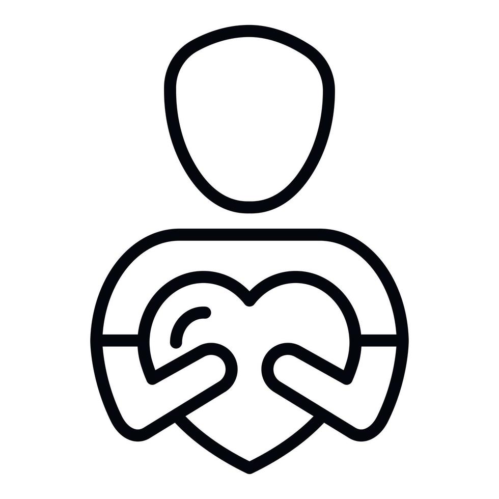 Man gives heart icon, outline style vector