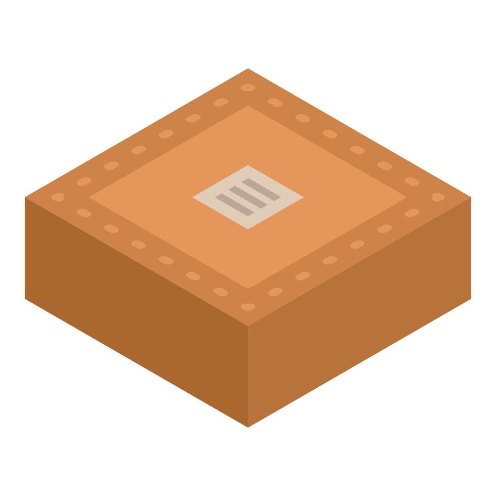 Carton square box icon, isometric style vector
