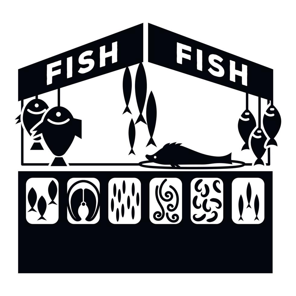 icono de quiosco de la calle de pescado, estilo simple vector
