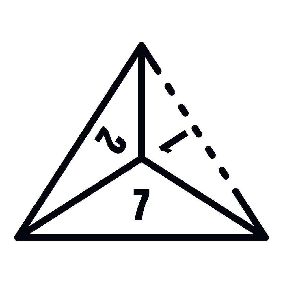 Pyramid dice icon, outline style vector