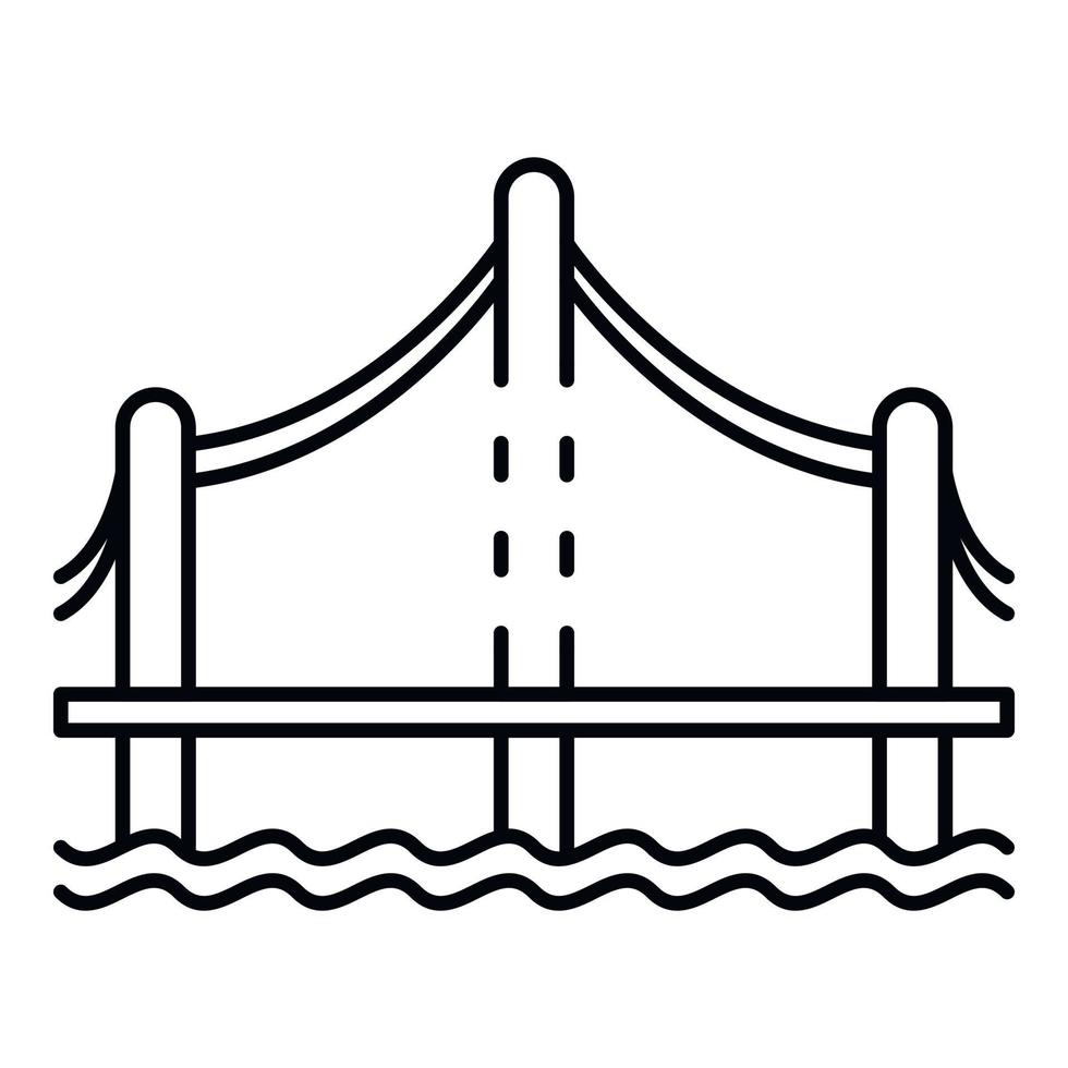 icono de puente largo urbano, estilo de esquema vector