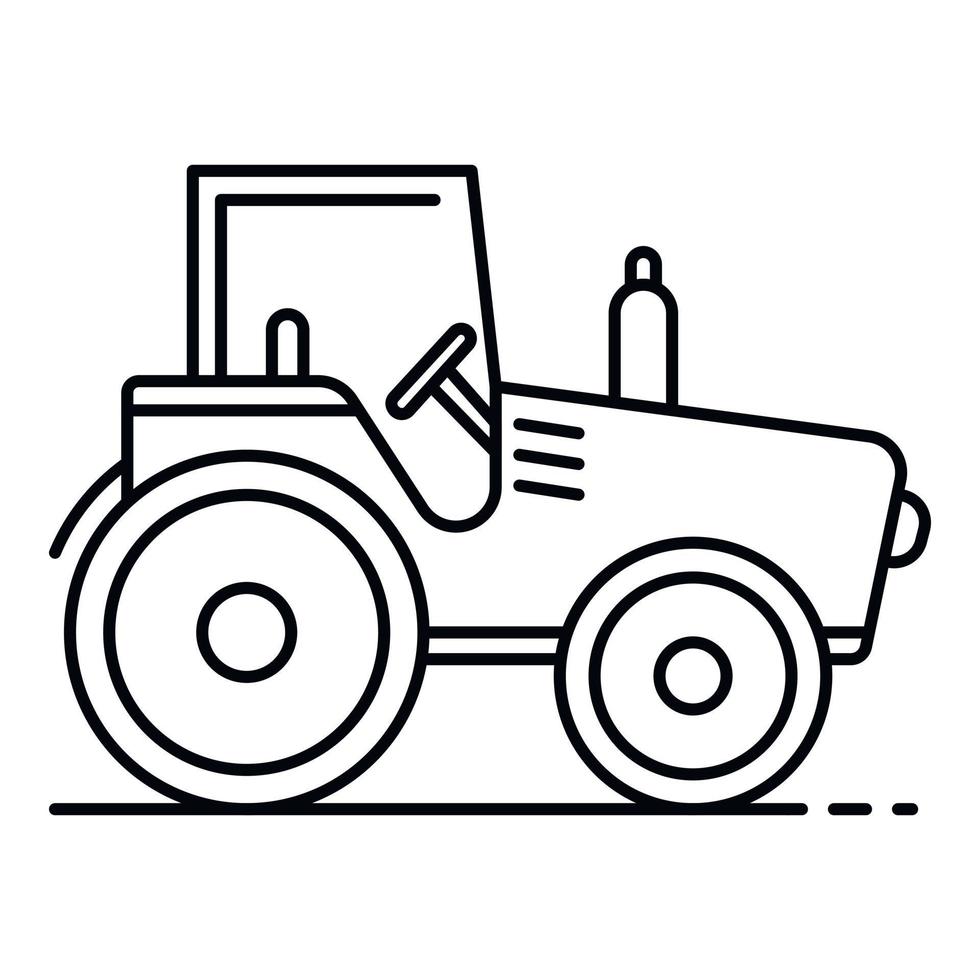 icono de tractor de campo, estilo de esquema vector