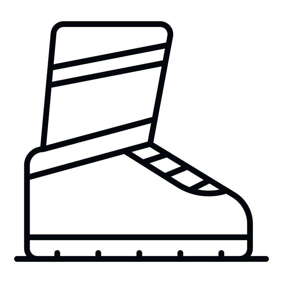 icono de bota de esquí, estilo de esquema vector