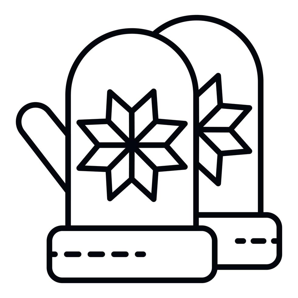 icono de guantes de invierno, estilo de esquema vector