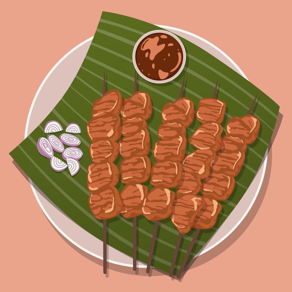 deliciosa ilustración satay en diseño vectorial vector