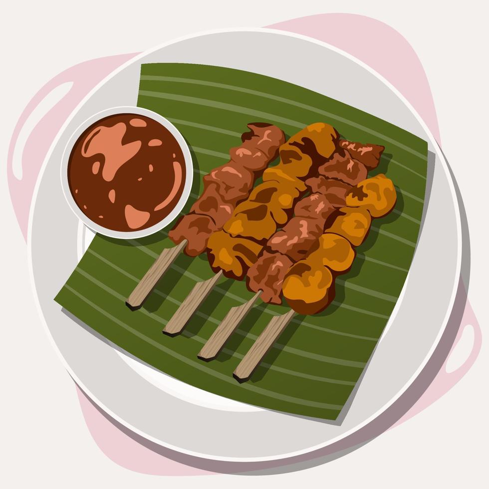 deliciosa ilustración satay en diseño vectorial vector