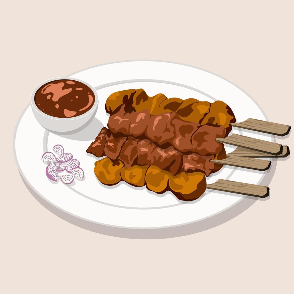 deliciosa ilustración satay en diseño vectorial vector