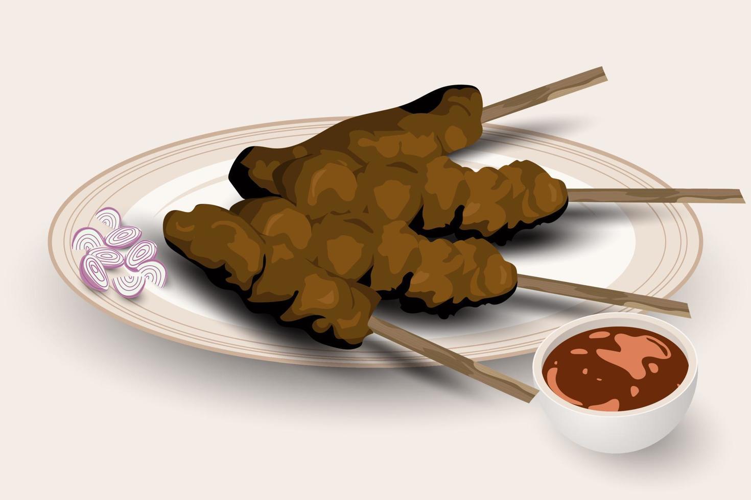 deliciosa ilustración satay en diseño vectorial vector