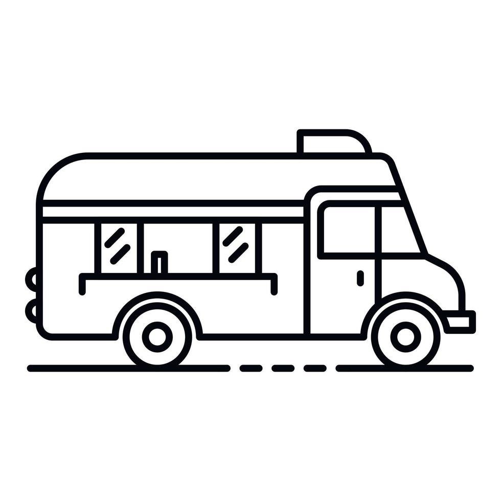 Fast food truck icon, outline style vector