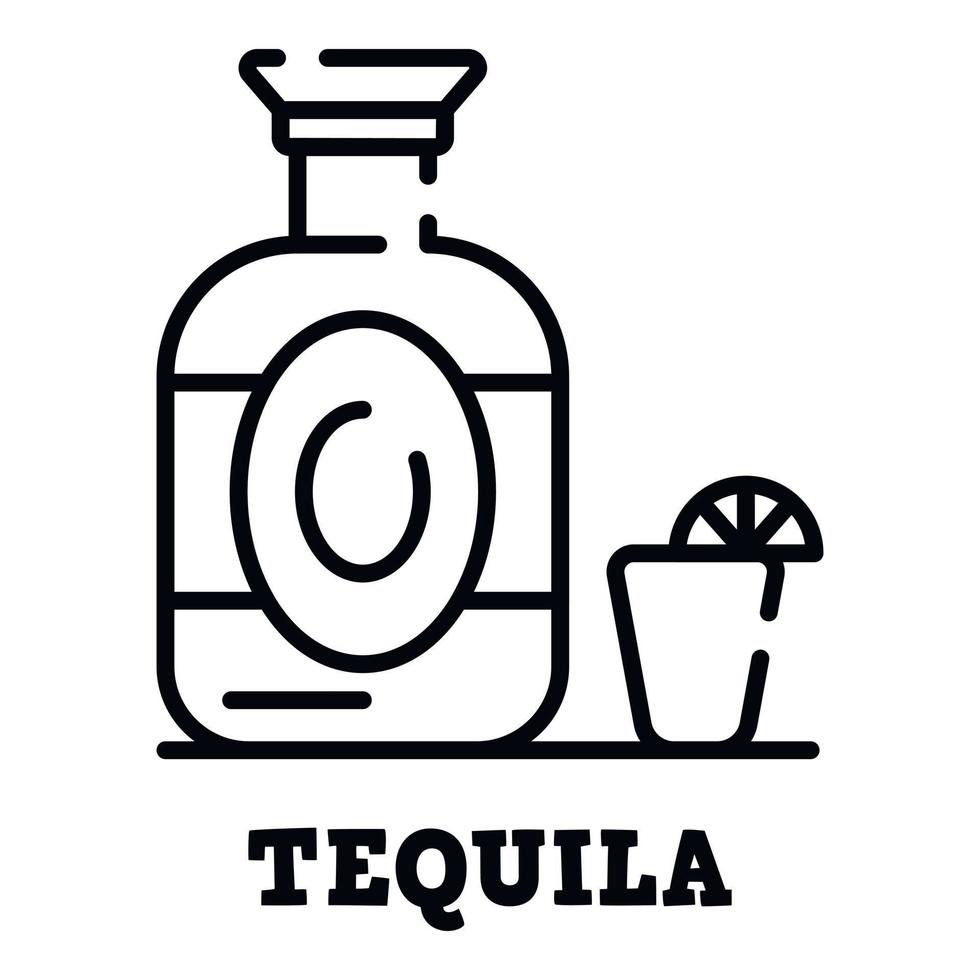 icono de botella de tequila, estilo de esquema vector