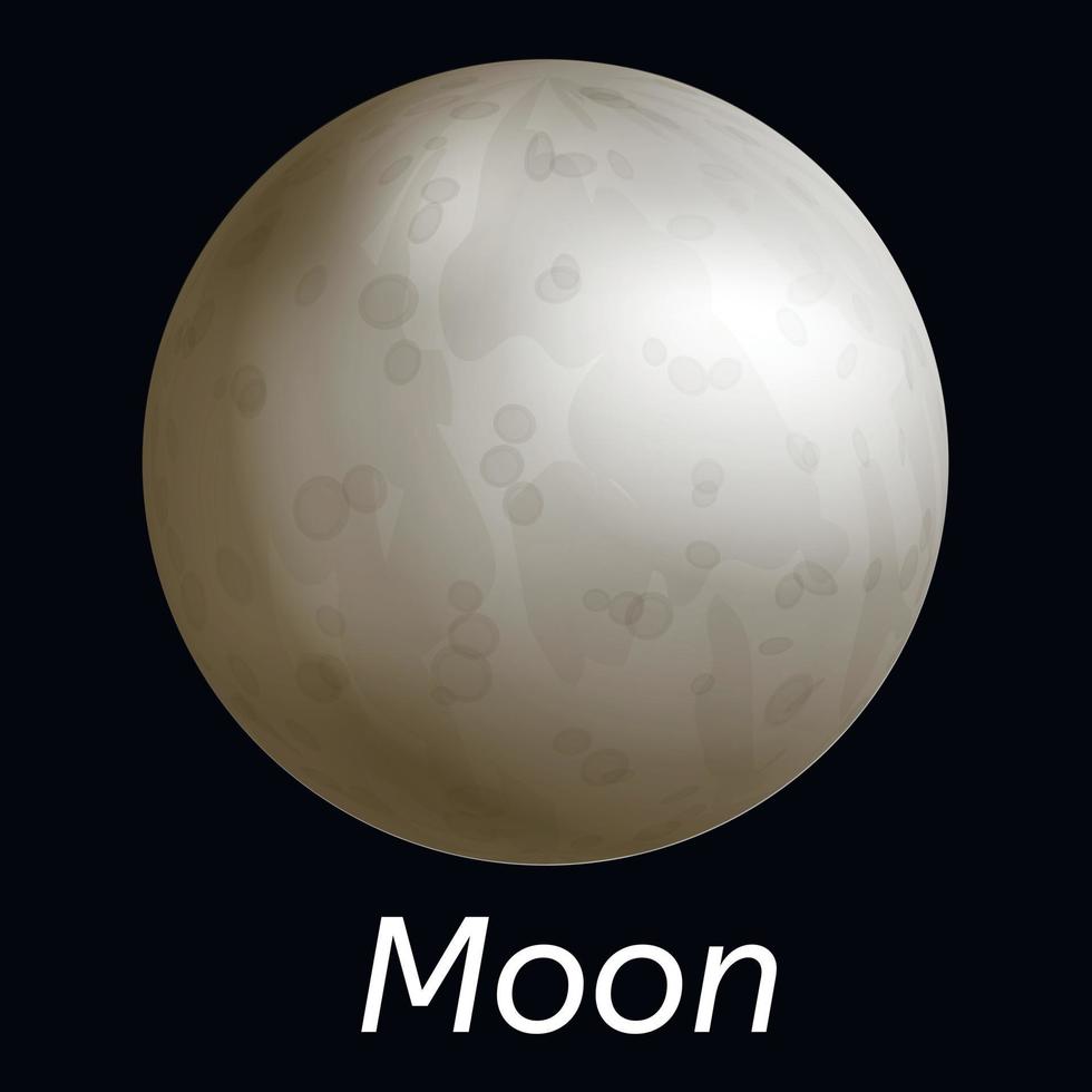 icono de luna espacial, estilo realista vector