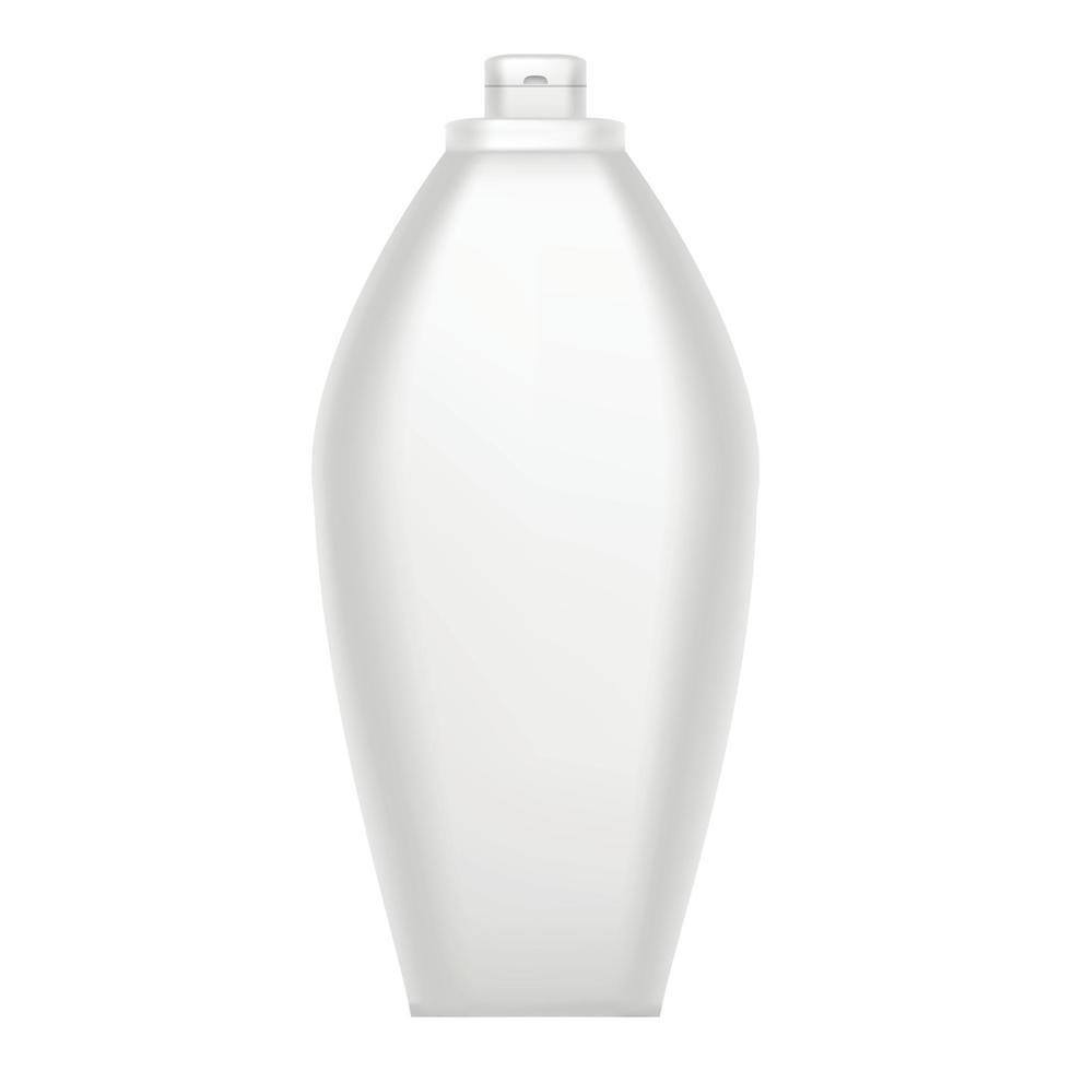 White shampoo bottle icon, realistic style vector