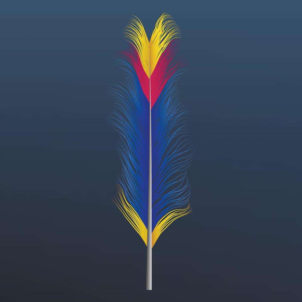 Blue abstract feather icon, realistic style vector