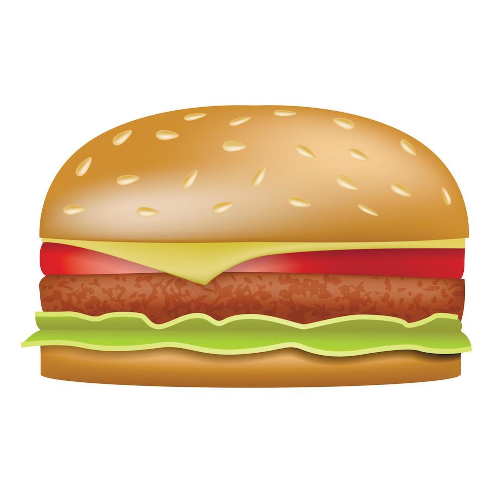 Burger icon, realistic style vector