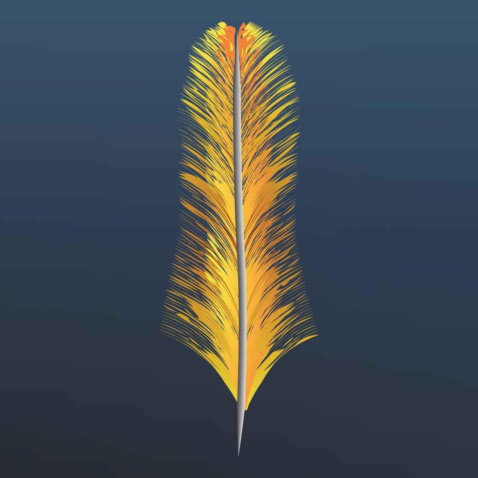 Orange feather icon, realistic style vector