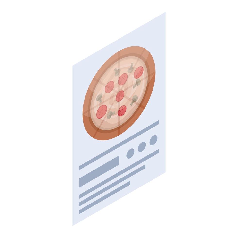 Pizza menu paper icon, isometric style vector