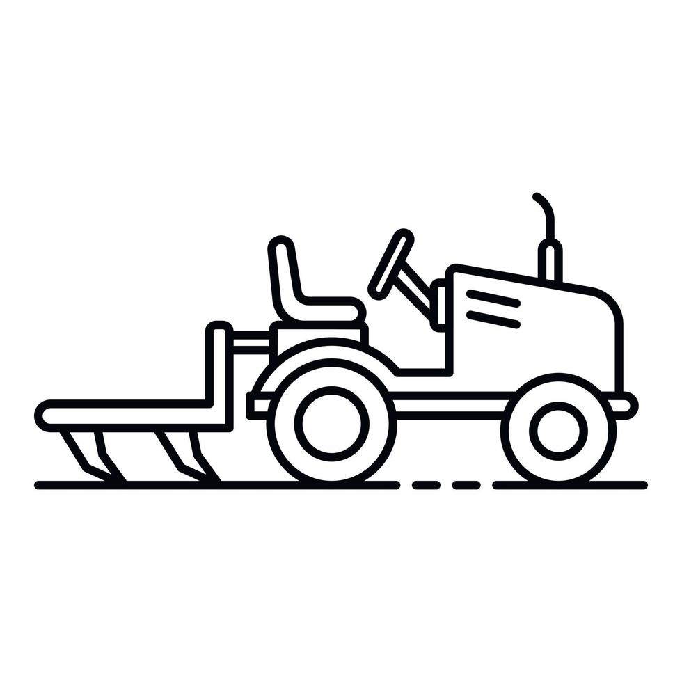 icono de arado de tractor pequeño, estilo de esquema vector