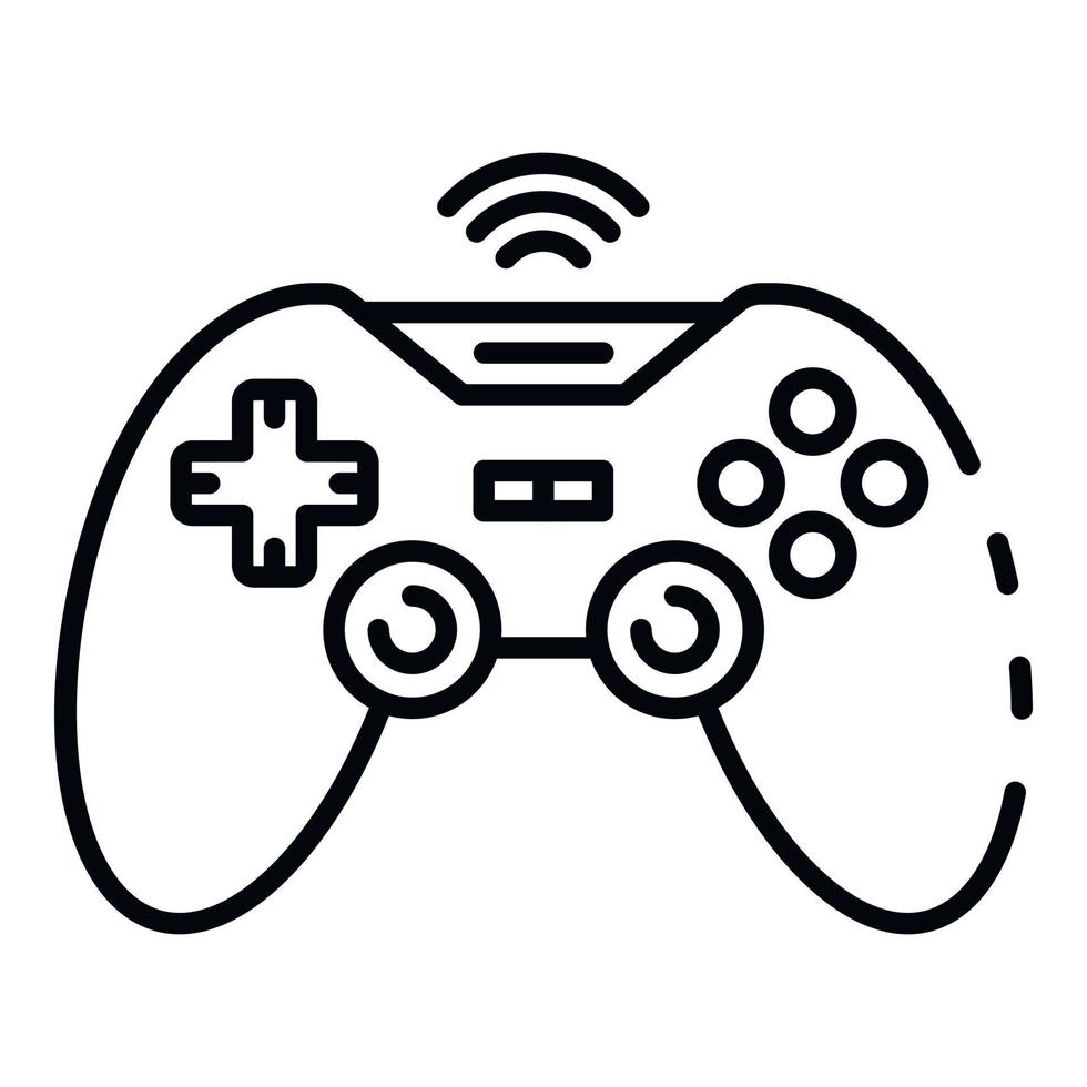 Wireless game joystick icon, outline style vector