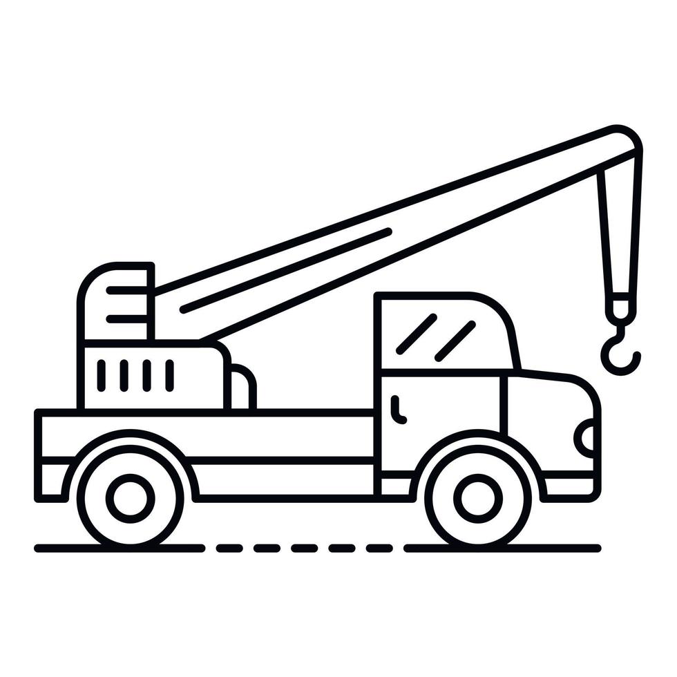 Truck crane icon, outline style vector