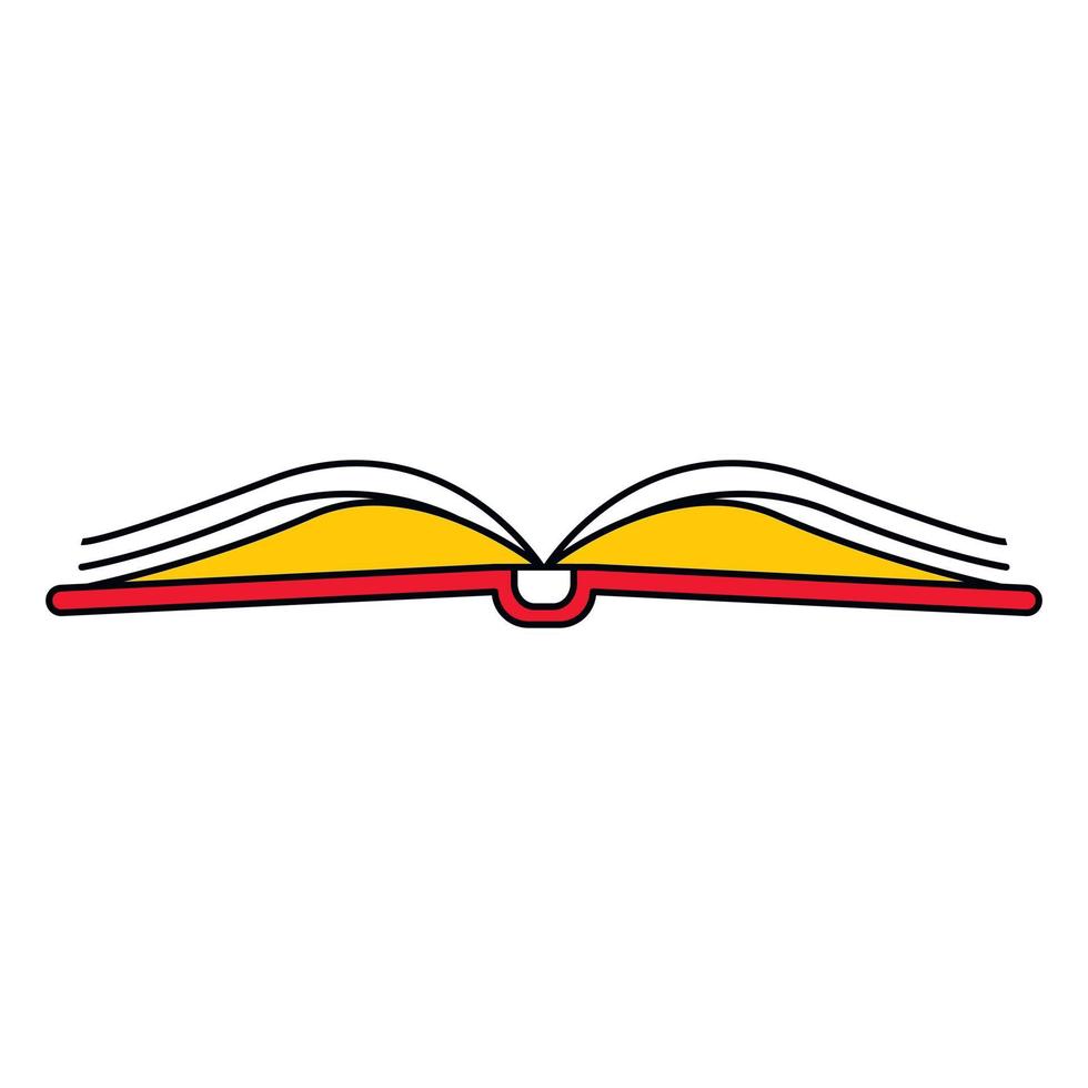 Open book icon, outline style vector