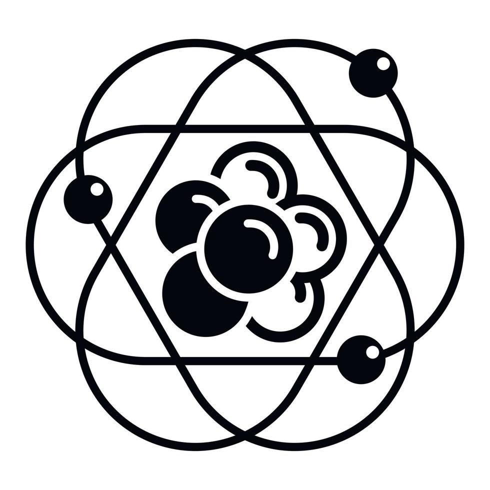 icono de molécula de átomo, estilo simple vector