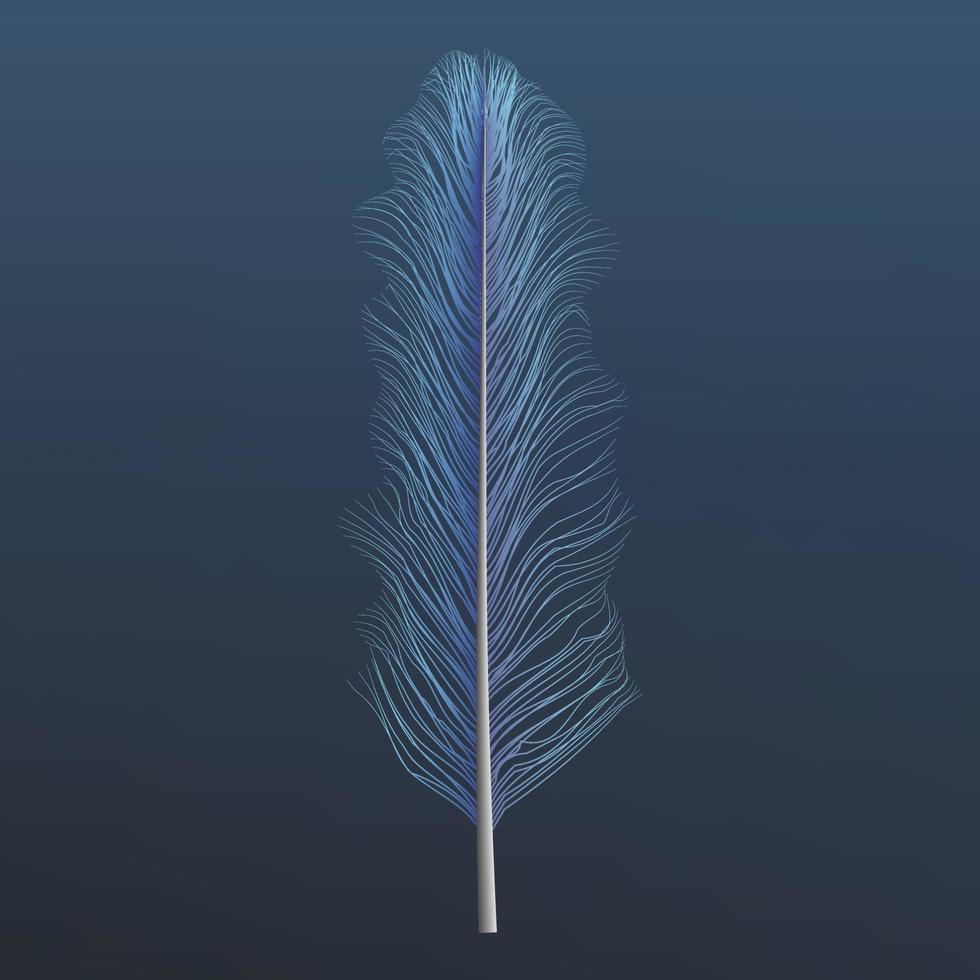 icono de pluma azul claro, estilo realista vector