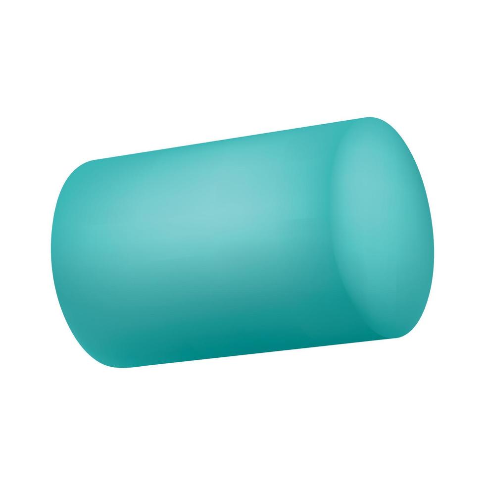Green marshmallow cylinder icon, realistic style vector