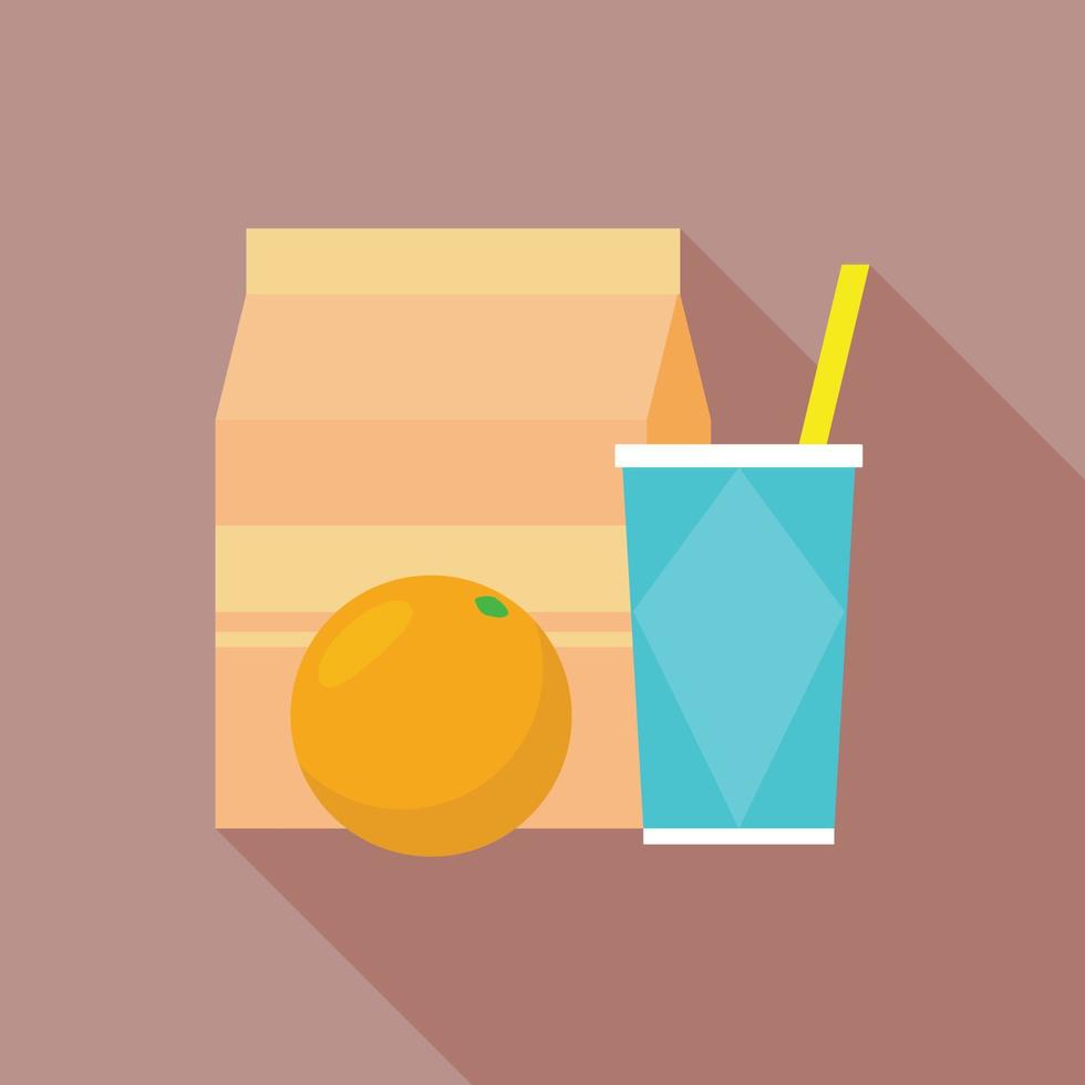 Healthy paper lunchbox icon, flat style vector