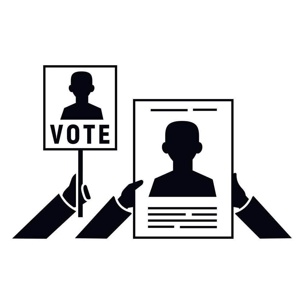 Vote hand banner icon, simple style vector