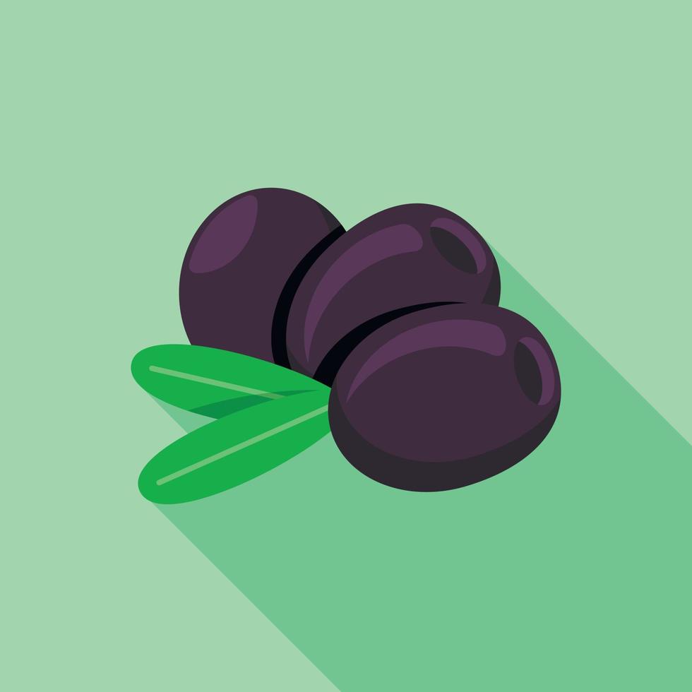 Black olive icon, flat style vector