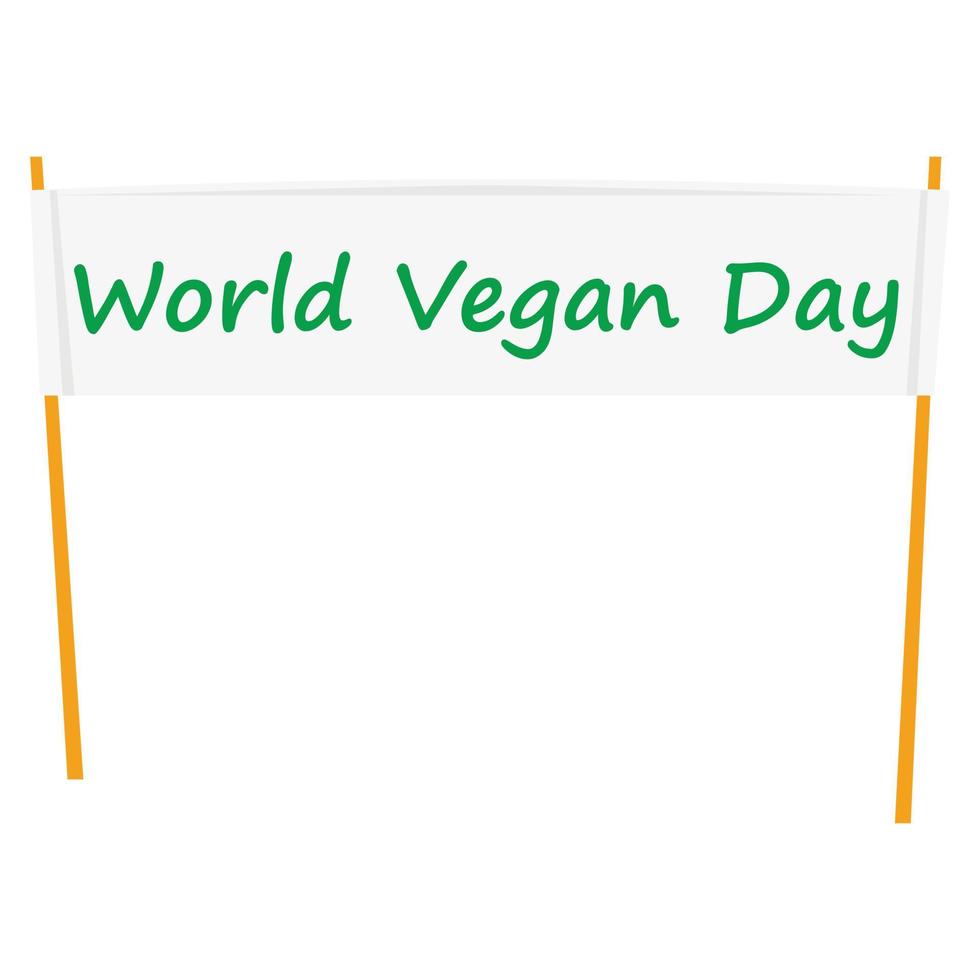 World vegan day banner icon, flat style vector