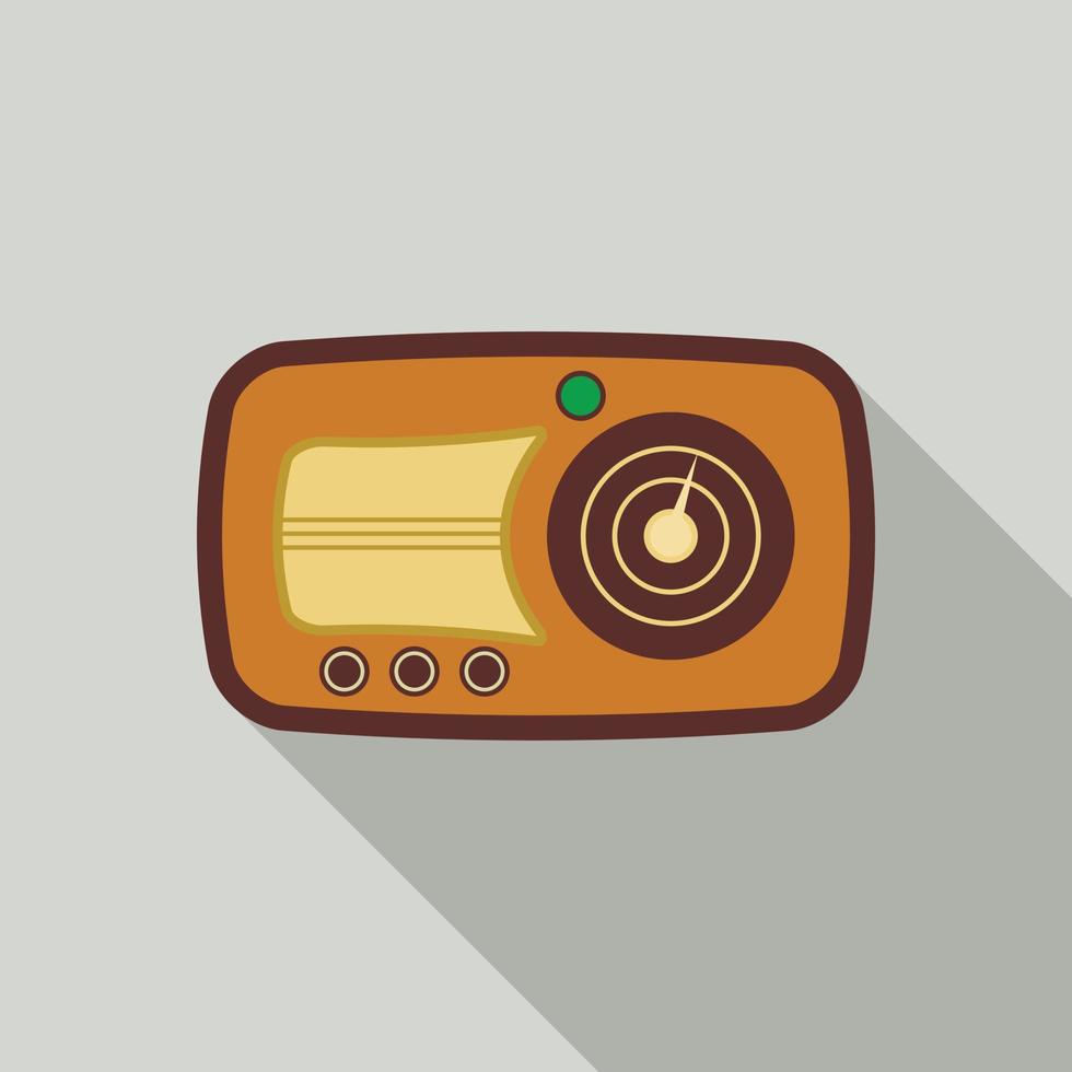 Wood radio icon, flat style vector