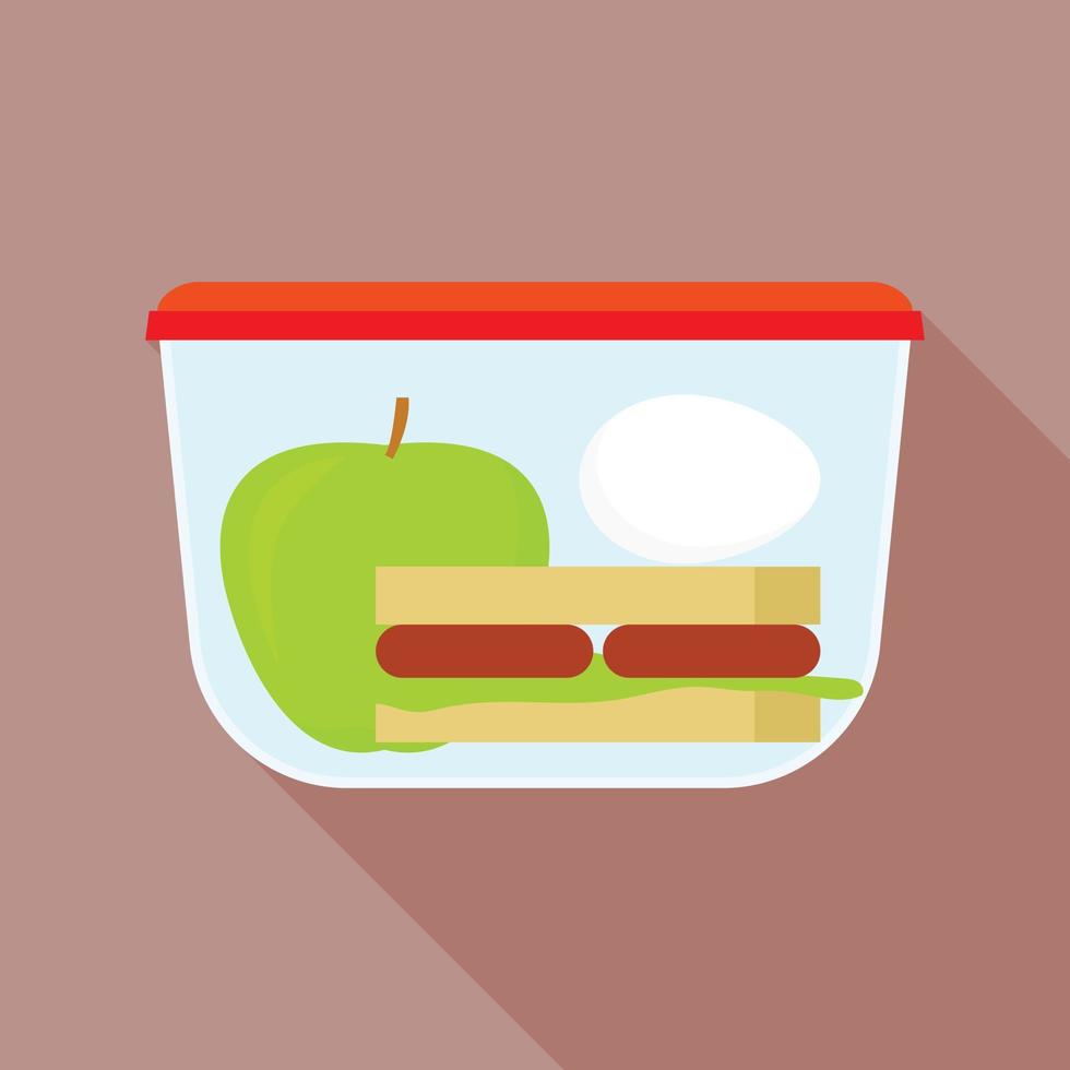 Plastic lunchbox container icon, flat style vector