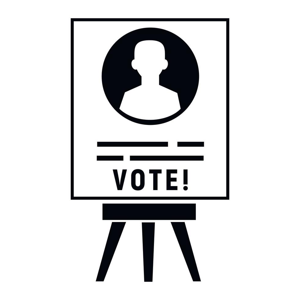 Vote candidate poster icon, simple style vector