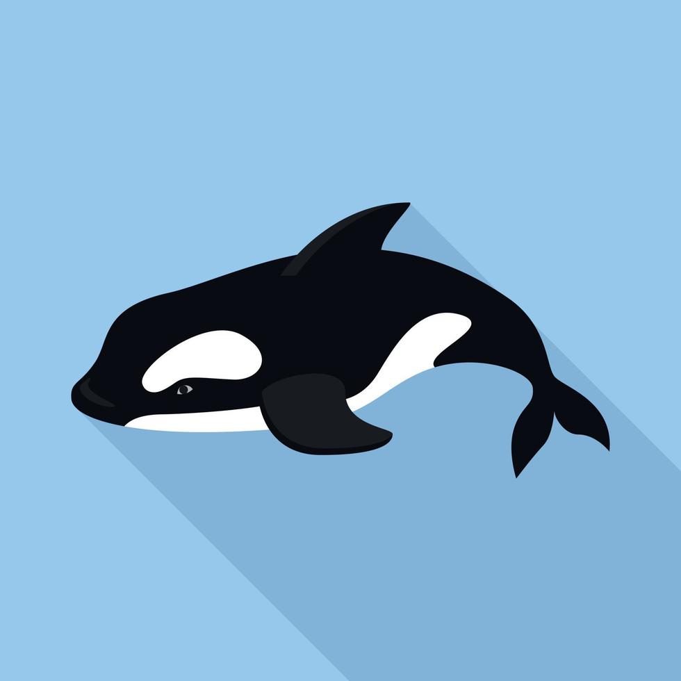 Orca whale icon, flat style vector