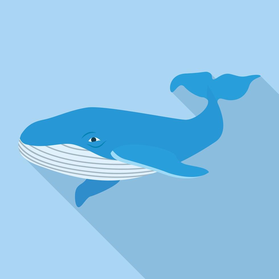 Ocean whale icon, flat style vector