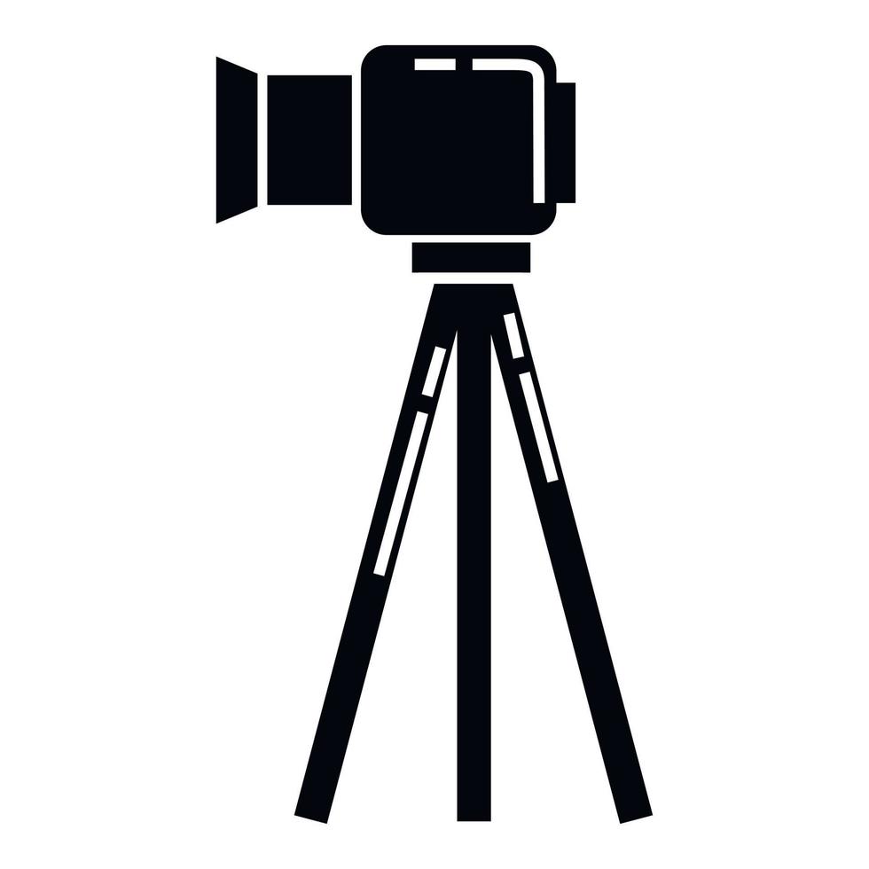 Video camera on stand icon, simple style vector