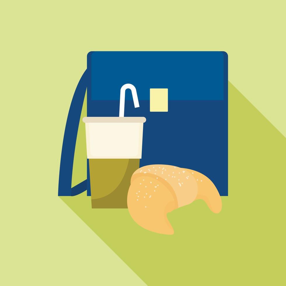 mochila, almuerzo, bebida, icono, plano, estilo vector