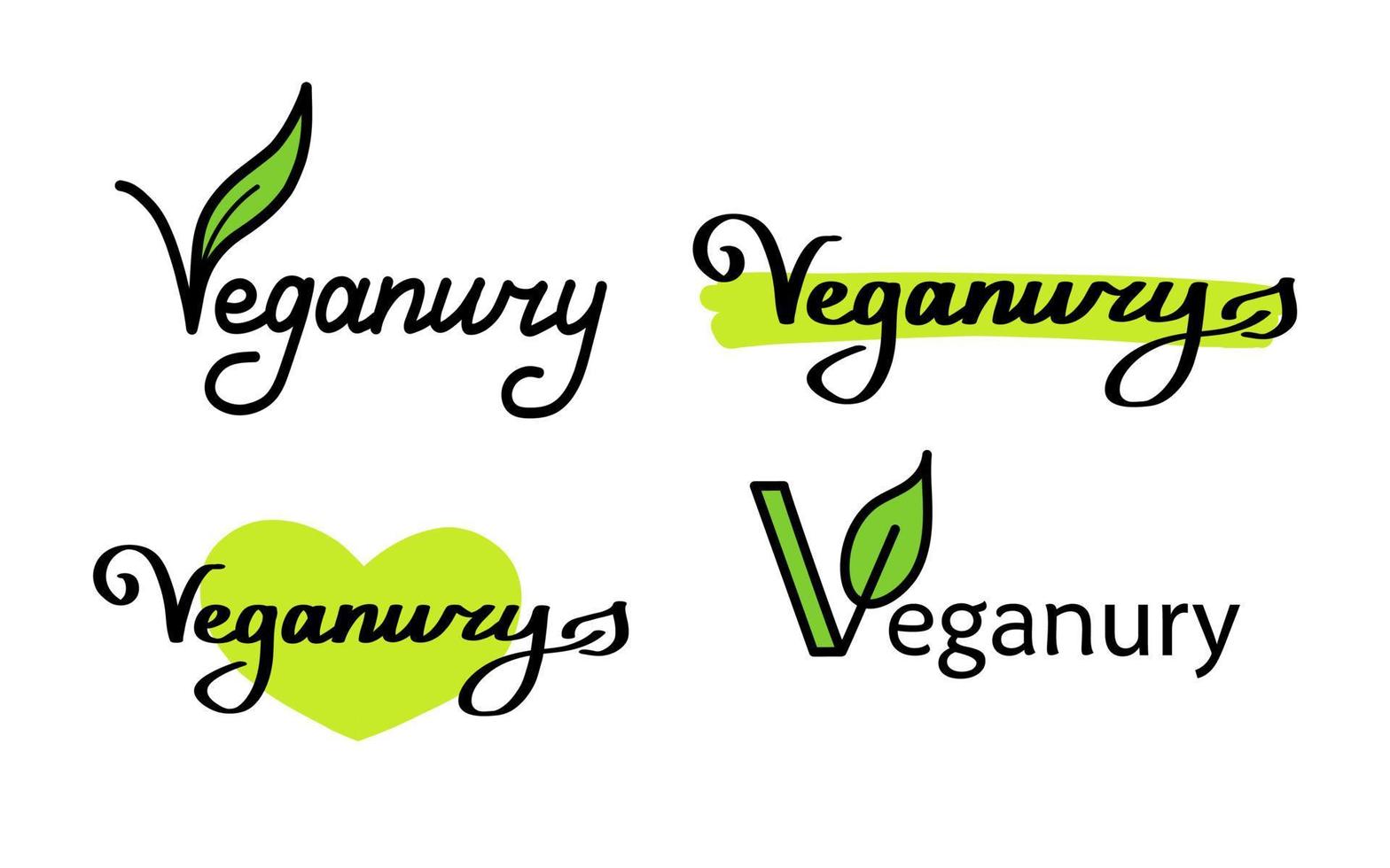 vegano texto dibujado a mano ilustración de letras vectoriales verdes. vector