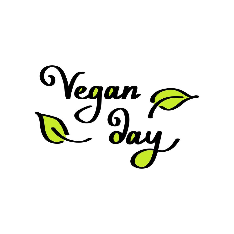 Vegan handdrawn text green vector lettering illustration.