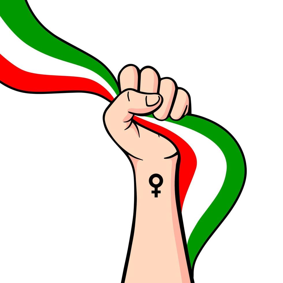 Protests in Iran vector poster with copy space. Solidarity with Iranian women. Template for background, banner